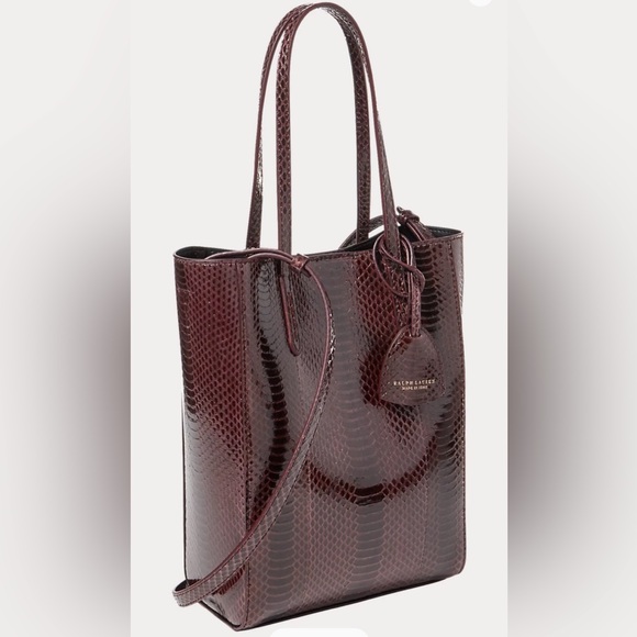 Ralph Lauren Collection Bordeaux Ayers Snakeskin Mini Modern Tote - Picture 4 of 16
